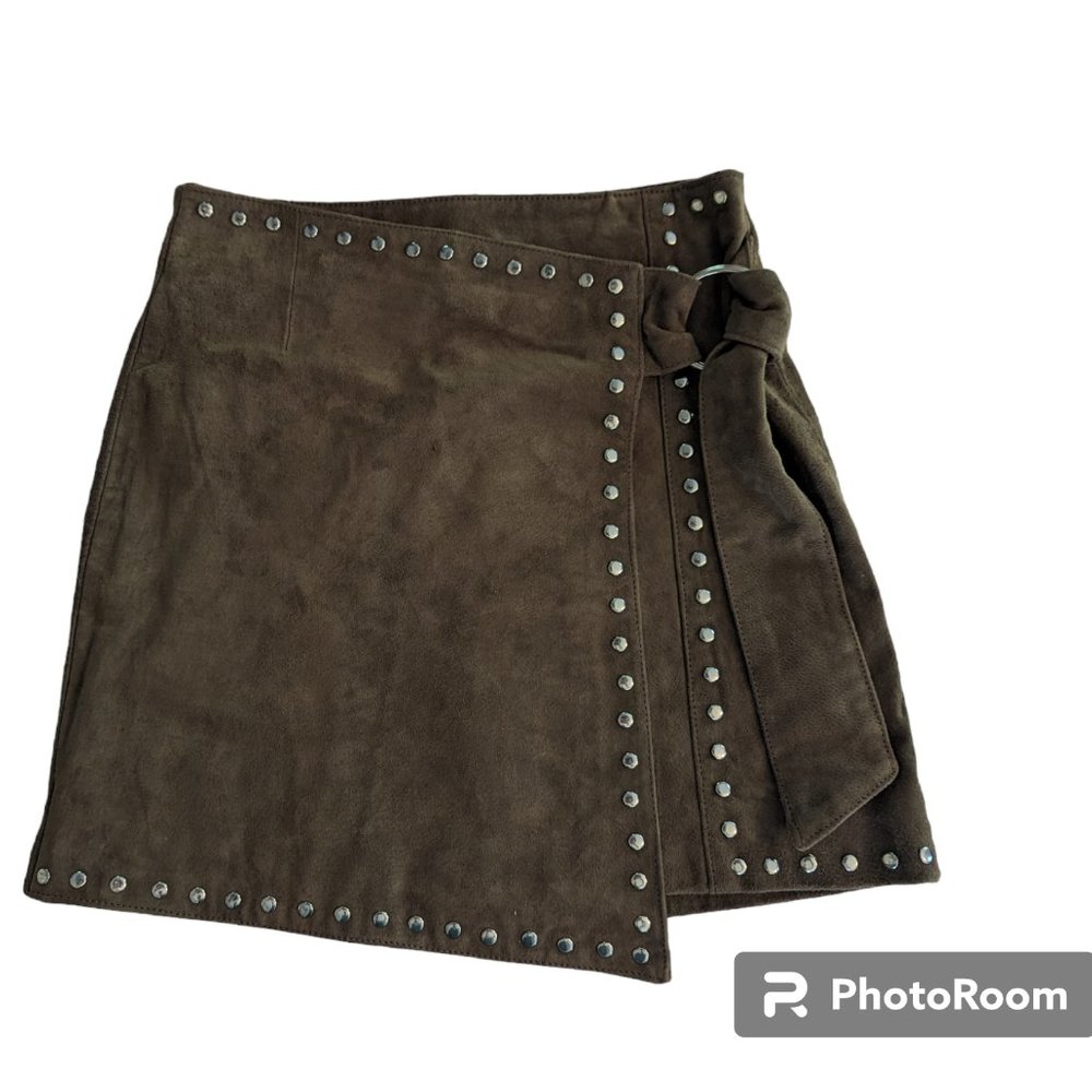 Women's Forever 21 riveted suede mini skirt, light brown, size S